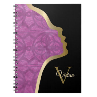 Deep Orchid Purple Black And Gold Face Notebook