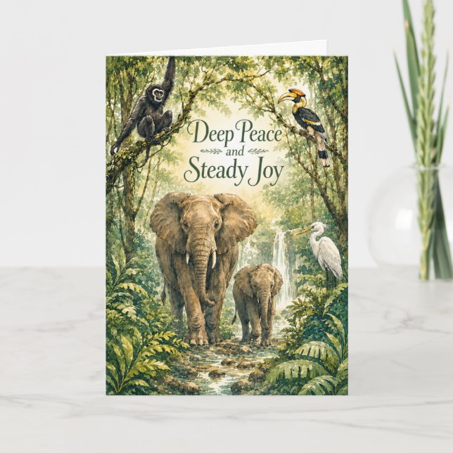 Deep Peace Steady Joy Elephant Encouragement Card (Front)