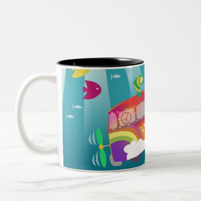 Deep Peace Van - Groovy Peace Submarine Two-Tone Coffee Mug (Left)