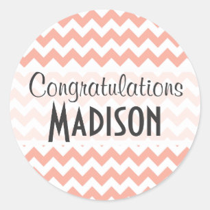 Deep Peach Chevron; zigzag Classic Round Sticker