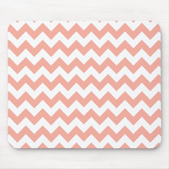 Deep Peach Chevron; zigzag Mouse Pad (Front)