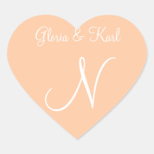 Deep Peach Your Own Letters Invitation Heart Sticker