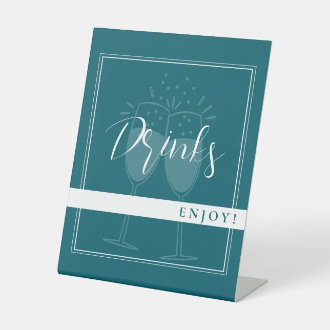 Deep Petrol Custom Drinks Party Sign (Front)