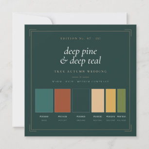 Deep Pine & Teal Wedding Colour Palette Card
