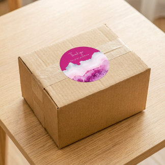 Deep Pink Agate Thank You for your purchase Classic Round Sticker
