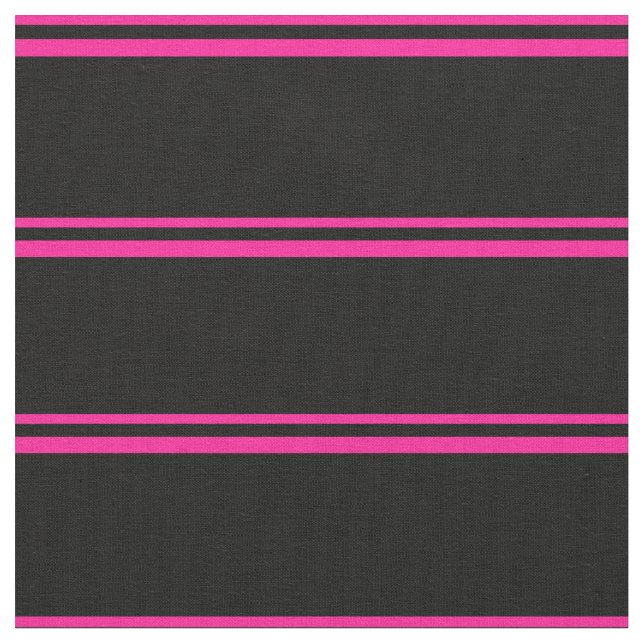 Deep Pink and Black Coloured Lined Pattern Fabric (Close Up)