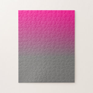 Deep Pink and Grey Ombre Pattern Jigsaw Puzzle