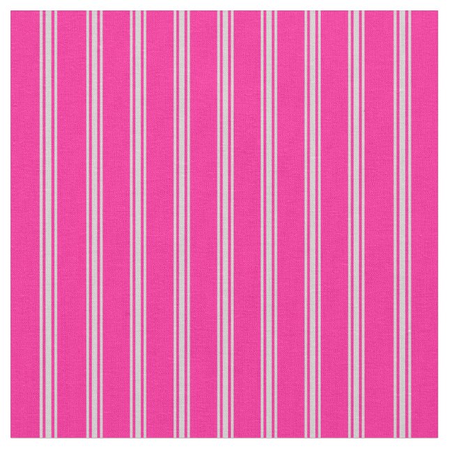 Deep Pink and Light Grey Lined Pattern Fabric (Close Up)