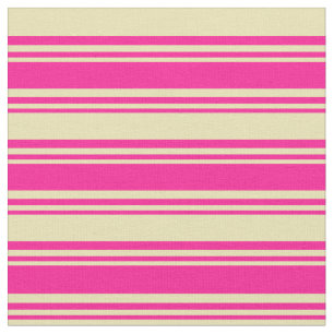 Deep Pink and Tan Stripes Pattern Fabric