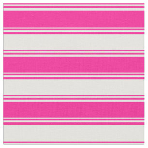 Deep Pink and White Coloured Striped Pattern Fabric