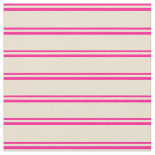 Deep Pink & Beige Coloured Striped Pattern Fabric