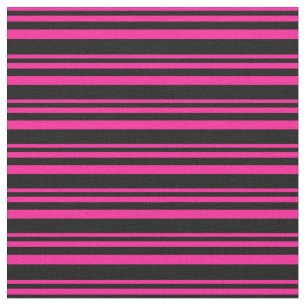 Deep Pink & Black Coloured Lined/Striped Pattern Fabric