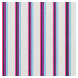 Deep Pink, Black, Purple, Sky Blue & Light Cyan Fabric