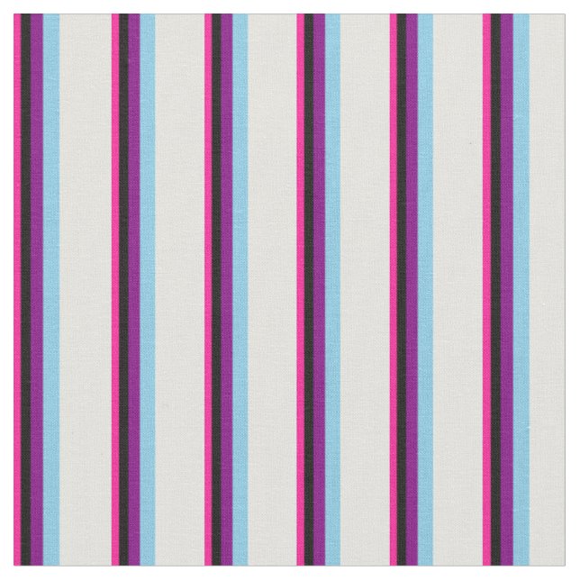 Deep Pink, Black, Purple, Sky Blue & Light Cyan Fabric (Close Up)