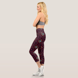 Deep Pink Bohemian Kaleidoscope,  Mug Capri Leggings