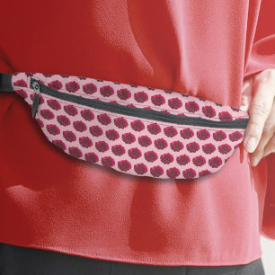 Deep Pink Dahlia Flower Seamless on Fanny Pack