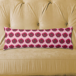 Deep Pink Dahlia Flower Seamless Pattern on Body Cushion