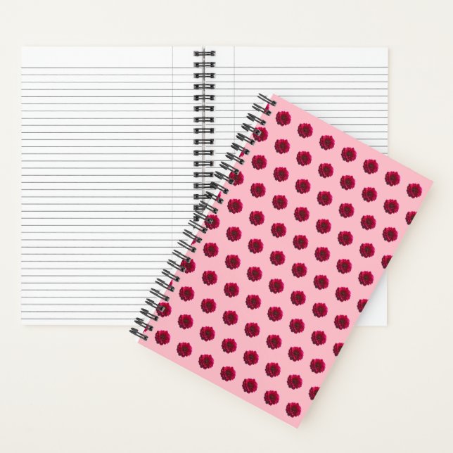 Deep Pink Dahlia Flower Seamless Pattern on Notebook (Inside)