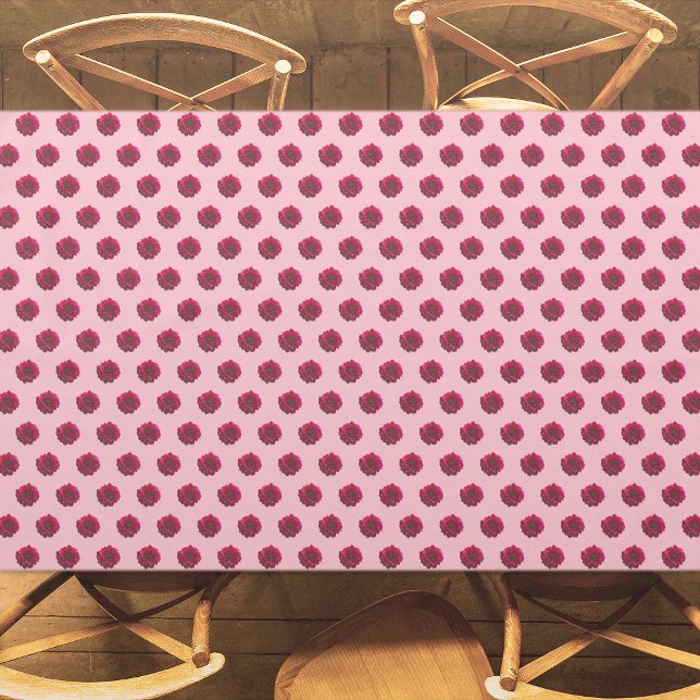 Deep Pink Dahlia Flower Seamless Pattern on Tablecloth (Deep pink Dahlia flower seamless pattern on tablecloth)