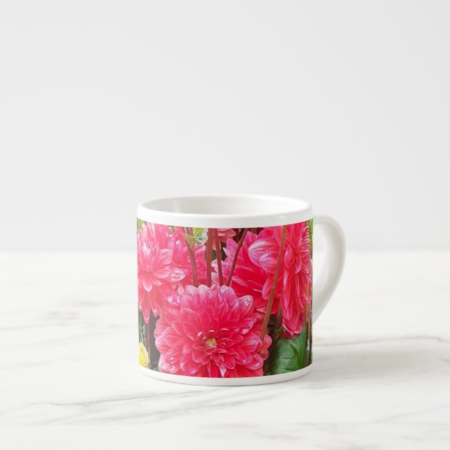 Deep Pink Dahlias Espresso Mug (Front Right)