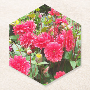 Deep Pink Dahlias Paper Coaster