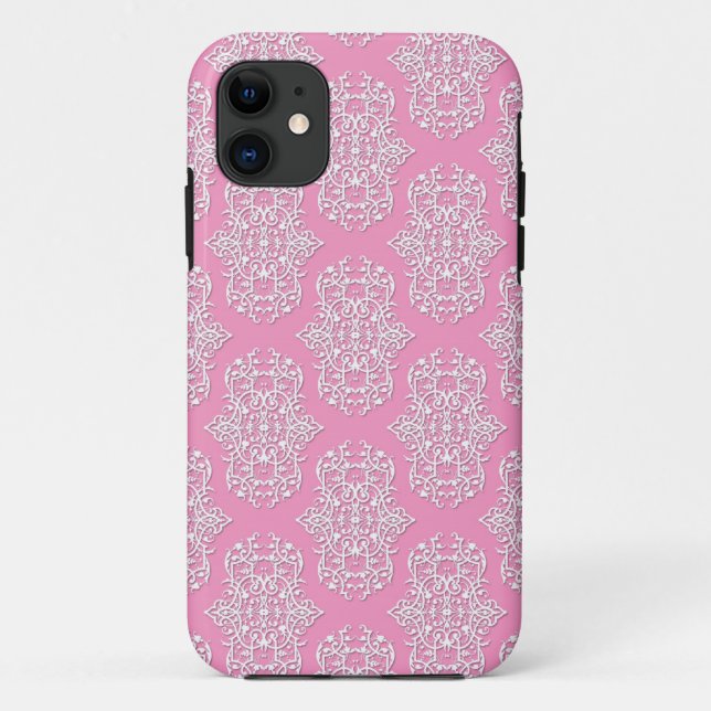 Deep Pink Damask Pattern Case-Mate iPhone Case (Back)