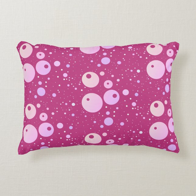 Deep pink dots pattern  decorative cushion (Front)