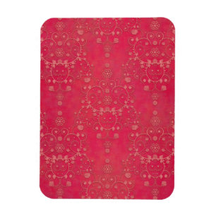 Deep Pink Floral Damask Pattern Magnet