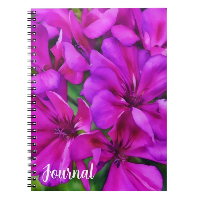 Deep Pink Floral Flowers Nature Art Journal (Front)