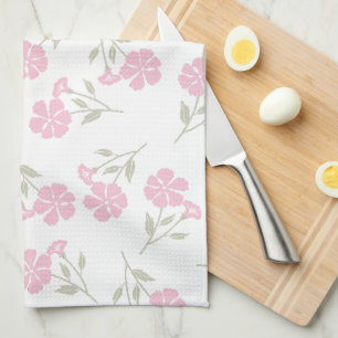 Deep Pink Floral Kitchen Towel Elegant Design