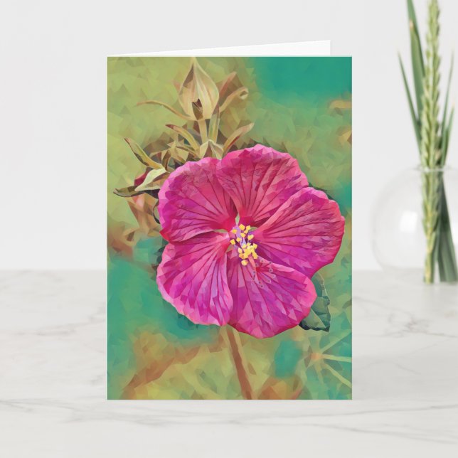 Deep Pink Flower Art Card (Front)