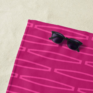 Deep Pink Geometric Repeat Beach Towel