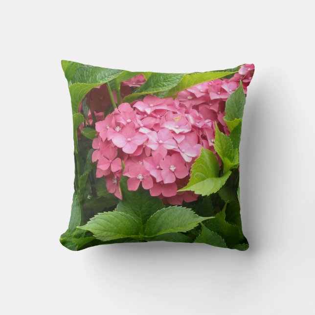 Deep Pink Hydrangeas Cushion (Front)