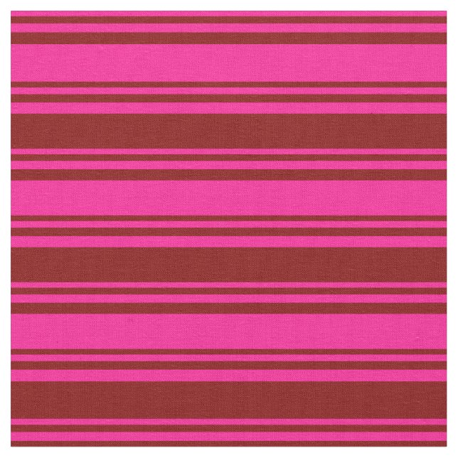 Deep Pink & Maroon Coloured Lines/Stripes Pattern Fabric (Close Up)