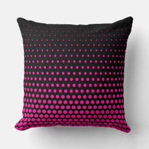 Deep Pink Polka Dot Modern Black Cushion
