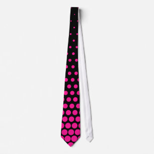 Deep Pink Polka Dot Modern Black Tie