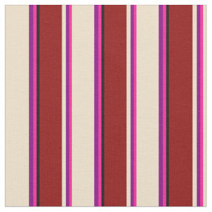 Deep Pink, Purple, Tan, Dark Red & Black Pattern Fabric