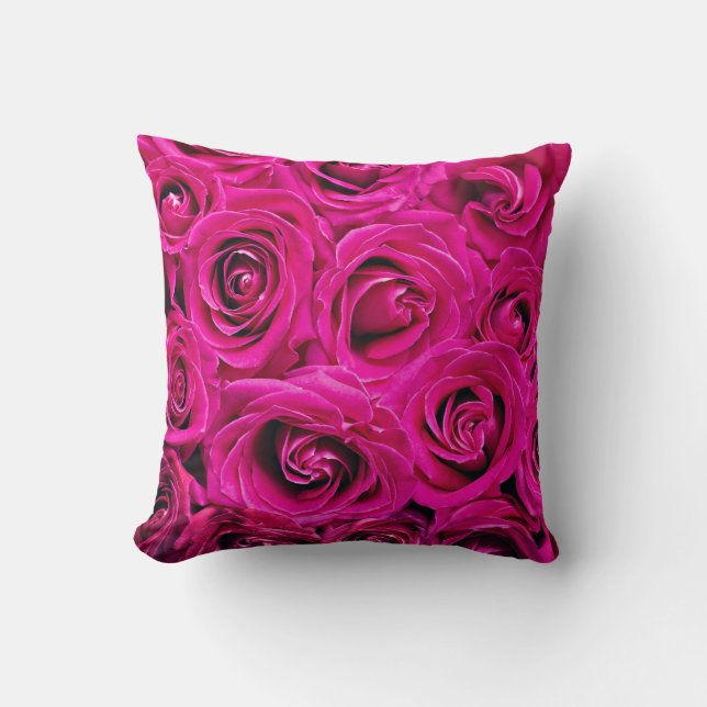 Deep Pink Roses Cushion (Front)