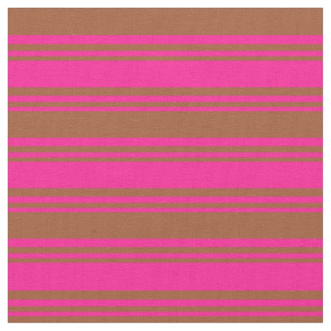 Deep Pink & Sienna Coloured Lined Pattern Fabric (Close Up)