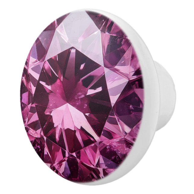 Deep Pink Spinel Crystal Pattern Ceramic Knob (Right)