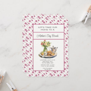 Deep Pink Spring Floral Mother's Day Brunch Invitation