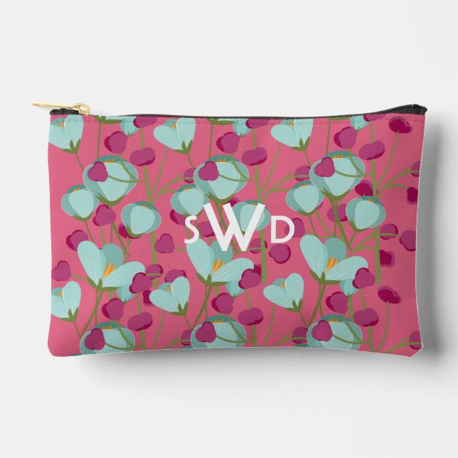 Deep Pink Teal Custom Stationery Pouch (Front)