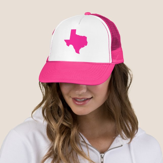 Deep Pink Texas Shape Trucker Hat (In Situ)