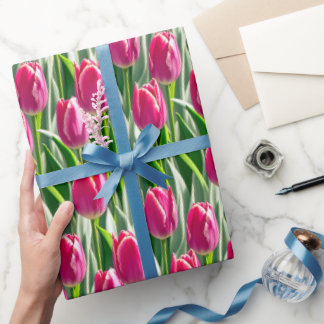 Deep pink tone tulips - wrapping paper