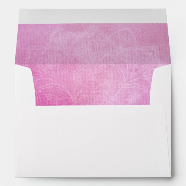 Deep Pink Watercolor Mandala for Wedding Suite Envelopes (Back (Bottom))