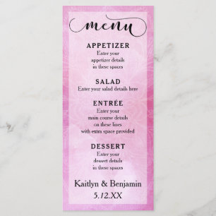 Deep Pink Watercolor & Mandala Wedding Menu