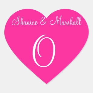 Deep Pink Your Own Initial Weddings Heart Sticker