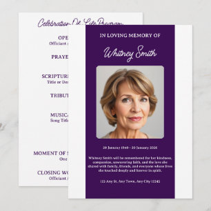 Deep Plum Celebration of Life Funeral Program Programme