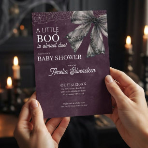 Deep Plum Coquette A little Boo Baby Shower Invitation