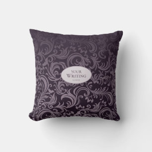 Deep Plum Damask Personalised Cushion